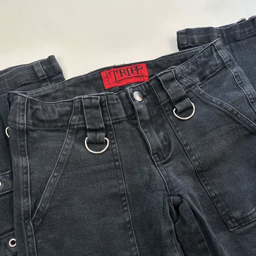 ‼️ HOLD 💀Tripp NYC💀 Black Skinny Jeans with D-Rings, Zippers, and Straps, Goth